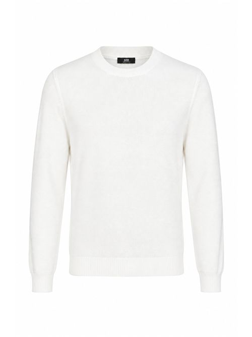 Maglia girocollo in filato di cotone Bianco Alpha Studio | AU-5000C1000